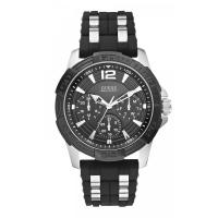 นาฬิกาข้อมือผู้ชาย Guess Multi-Function Black Dial Black Silicone Mens Watch W0366G1