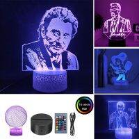 bjh◎┋▩  Johnny Hallyday Figure Nightlight for Fans Sensor 3d Desk Lamp Room