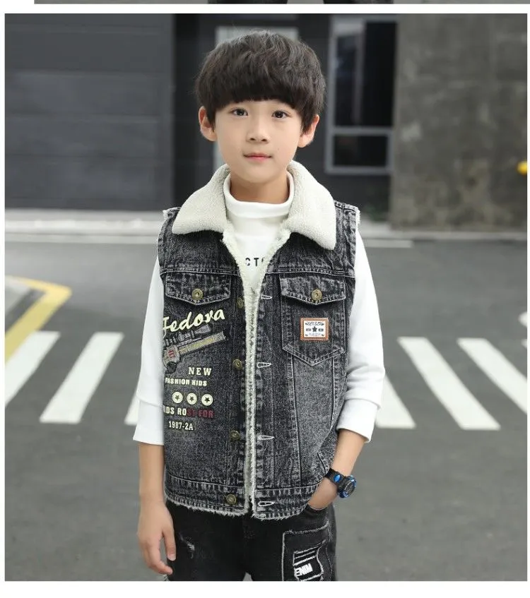 Boys hot sale denim waistcoat