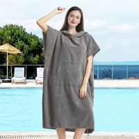 ❆► Extra Large Thick Hooded Beach Towel Changing Robe Quick Dry Microfiber Towelling Surf Poncho for Men and Women