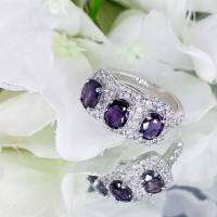 เงินแท้ แหวนแถวไวโอเล็ตซัฟไฟร์ ไซส์ 54 (ปรับขนาดไซส์ฟรี) JSJEWELRY จันทบุรี SPR0501