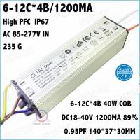 2ชิ้นกันน้ำ IP67สูง PFC 60W AC85-277V 1200Ma 6-12Cx4b ไดรเวอร์ LED DC18-40V คงที่สำหรับไฟสปอร์ตไลท์ Gratis Ongkir