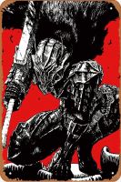 Berserk ป้ายดีบุกโลหะโบราณอะนิเมะโปสเตอร์อนิเมะสไตล์วินเทจป้ายโลหะตกแต่งแผ่นโลหะประดับผนังขนาด8X12นิ้ว