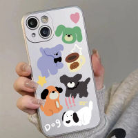 เคสโทรศัพท์มือถือซิลิโคน Tpu ชุบไฟฟ้า กันกระแทก ลายสุนัขน่ารัก สีเงิน สําหรับ IPhone 14 13 12 Pro Max 11 XS XR X 8 + 7 6S Plus Mini