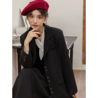 Uniqlo 2023 New Fashion version French high-end suit jacket for women 2023 autumn new casual design niche suit small man black