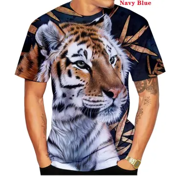 Men's tiger 3d Short Sleeve Clothes Creative Animal Digital O-neck