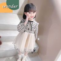 WANDER ชุดเดรสเด็กผู้หญิง ชุดเดรสเด็กหญิง ดีไซน์ลายสก๊อตแฟชั่นเกาหลี ชุดเดรสตาข่ายเด็กหญิง ชุดเจ้าหญิง23830