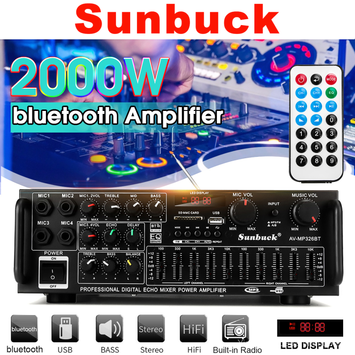【Ready stock】2000W bluetooth EQ Equalizer Stereo Power Amplifier