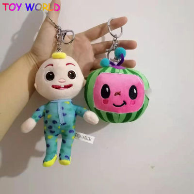 Kawaii Toys CoCoMelon Plush Toy JJ Watermelon Soft Plush Doll Keychain Childrens Gift Bags Pendant