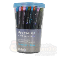 ปากกา Double A ปากกาลูกลื่น แบบกด หมึกสีน้ำเงิน รุ่น Alpine ball pen ขนาด 0.5 มม. ด้ามคละสี บรรจุ 50ด้าม/กระบอก จำนวน 1กระบอก พร้อมส่ง