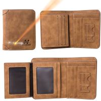 【hot】✉✟▣  New Short Men Wallets Small Card Holder Photo Male Purses Engraved Leather Wallet Clutch