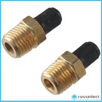 RUSSELLERT 2PCS ถังเติมน้ำ วาล์วเติมลม NPT 1/4" วาล์ว Schrader ทองเหลืองเบิ้ล วาล์วชุบนิกเกิล ดีไอวาย เครื่องอัดอากาศ วาล์วถัง1/4" รถสำหรับรถ