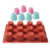 【CW】 12 Cavity Silicone Mold Canneles Bordelais Fluted Baking Tray Dessert Pastry Decorating Tools