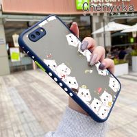 เคส Chenyyka สำหรับ OPPO เคส R9s R11 R11s เคสโทรศัพท์แข็งกันแรงกระแทกดีไซน์ใหม่ลายแมวน่ารักบางฝ้าเคสขอบนิ่มแฟชั่นกรอบซิลิโคนคลุมทั้งหมดป้องกันเลนส์กล้อง