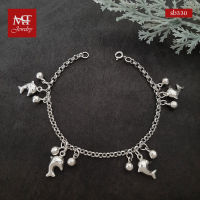 MT สร้อยข้อมือเงินแท้ ลายผ่าหวาย ตุ้งติ้งโลมา สลับบอลกลม ข้อมือ 18 ซม. Solid 925 Sterling Silver Rose Bracelet (sb330) MT Jewelry มณีธารา