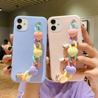 ♨❡☸ Cute 3D Candy Love Wrist Chain Strap Silicone Case For Huawei P Smart 2021 2019 2020 Z Psmart Plus Pro Soft TPU Cases Coque