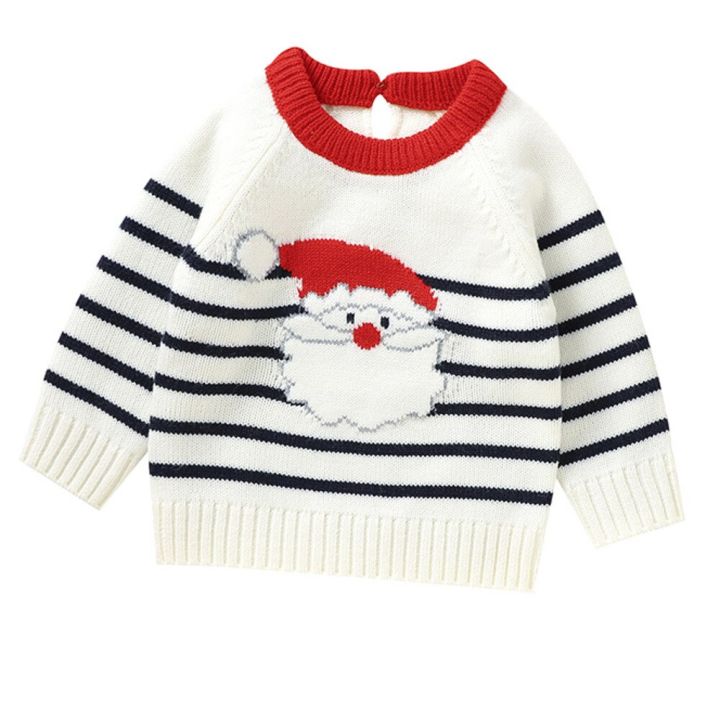 girls-autumn-christmas-sweater-white-striped-pullover-round-neck-for-boy-knit-childrens-baby-infant-top-outdoor-clothes-2023