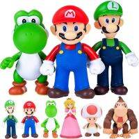 6ชิ้น/เซ็ต8-13ซม. ตุ๊กตาของเล่นตุ๊กตาขยับแขนขาได้ Super Mario Bros ทำจาก PVC Luigi Yoshi ชุดโมเดลลาฮ่องกงเห็ดสำหรับเป็นของขวัญวันเกิดสำหรับเด็ก