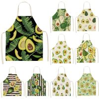 Avocado Tropical Print Cotton Linen Apron Kitchen Aprons forchef Women Baking Accessories Waist Bib Home Cooking Aventais Aprons