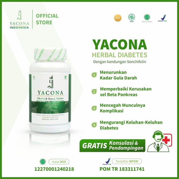 Herbal Diabetes Yacona 100 Dari Bahan Alami Tanpa Efek Samping Isi