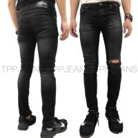 TPPJEANS SkinnyXRock สกินนี่ยีนส์ดำฟอกขาดเข่า เป้ากระดุม ทรงสวย ผ้ายืดใส่สบาย Size 28”-36” รับชำระปลายทางจ้า