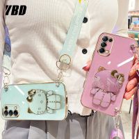 เคสโทรศัพท์กระจกแต่งหน้า YBD สำหรับ OPPO Reno 5 Pro Reno 4 Pro Reno 6 Pro Reno 6Z Reno 3 Pro 4G เชือกยาว A91 F15 Hello Kitty สำหรับใช้ Srossbody