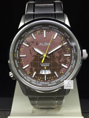 นาฬิกาข้อมือผู้ชาย ALBA รุ่น AS9633X1 หน้าปัดสีน้ำตาล ตัวเรือนและสายนาฬิกาสแตนเลส รับประกันของแท้ 100 เปอร์เซนต์
