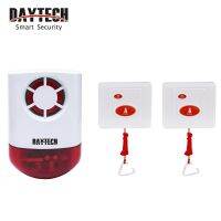 ◐ daytech กริ่งฉุกเฉิน ไร้สาย กันน้ํา สําหรับผู้สูงอายุ 433 mhz 1 สายไซเรนและ 2 ปุ่ม jh 003