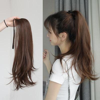 45ซม./55ซม.ผู้หญิงยาวตรง Strappy วิกผมหางม้าธรรมชาติ Microroll วิกผมหางม้า Hair Extension