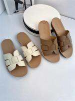 British cypress rock quality low-key and high-grade source single H word sandals classic retro soft elastic sandals and slippers 【QYUE】
