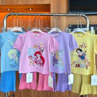 ?พร้อมส่ง DISNEY ELSA RAPUNZEL SNOW WHITE ???ชุดเซ็ทเสื้อแขนตุ๊กตา กางเกงขาม้า  ผ้าคอตตอนเกรดขึ้นห้างยืดนุ่มใส่สบายทั้งชุด?