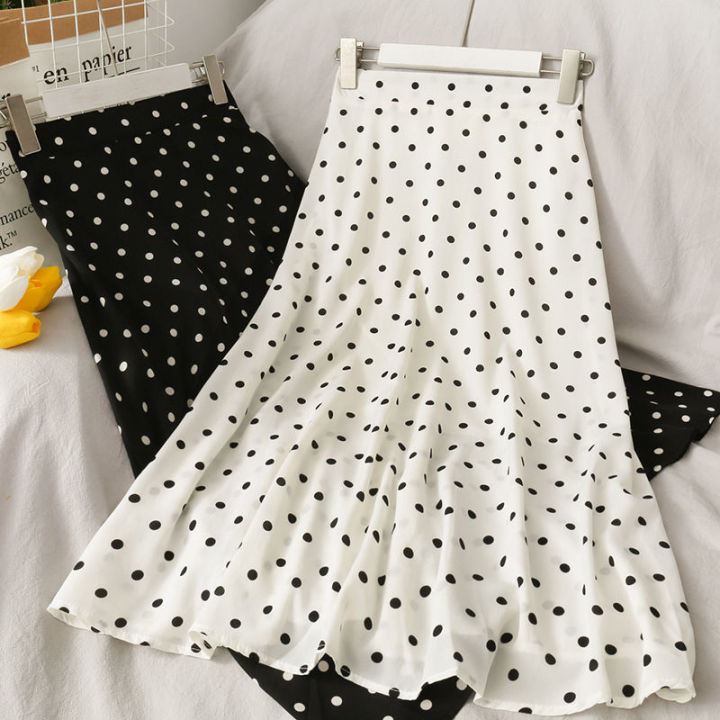 chiffon polka dot skirts for women Korean cute sweet style fashion high ...