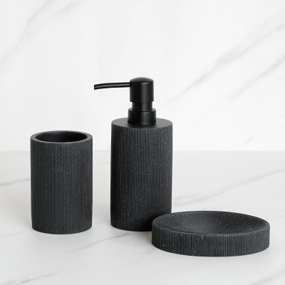 Black bathroom accessories sets Soap Dispenser Toothbrush Holder Tumbler Soap Dish Mouthwash Cup 5432 Pcs Free Match