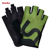 {Feili Sports Outdoor} Boodun แบบมืออาชีพยิมถุงมือฟิตเนสยกน้ำหนักชายหญิงเพาะกายการออกกำลังครอสฟิตครึ่งกันรอยนิ้วมือ