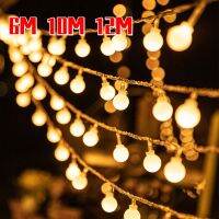 ○ 6M 10M 12M Cherry Balls LED Fairy String Lights Battery USB 220V 110V Operated Wedding Christmas Outdoor Room Garland Decoration