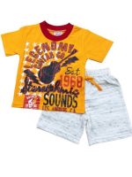 Best Kids Music Lover Collection ชุดเด็ก เสื้อผ้าเด็ก โปโล สองชิ้นเสื้อกางเกง ลายกีต้าร์