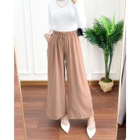 Highwaist Culottes Pants - Boni Culottes Crinkle Airflow Full Rubber Waist Strap Active Pocket &amp;lt;