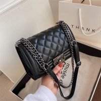 ☜ Bags European and American bags womens 2023 new trend Korean version of the all-match shoulder bag small fresh rhombus embroidered thread chain bag