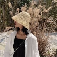 New 2023 Summer New Folding Straw Hat Outdoor Beach Sun Hats for Women Solid Color Bucket Hat Women Goros Caliente Para Mujer