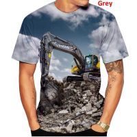 2023 NewNew สไตล์ฤดูร้อนเสื้อยืด Caterpillar Excavator สนุกพิมพ์ผู้ชาย