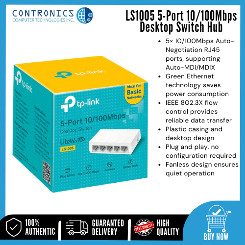 TP Link LS1005 5Port 10/100Mbps Desktop Switch Hub Lazada PH