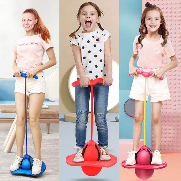 Bouncing Ball With Handle And Pump Balance Platform Bouncy Jump Pogo