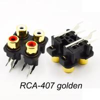 2PCS High Quality 2Colors ( red White ) RCA Female Connector Stereo audio Jack AV Audio input socket RCA-407 Golden