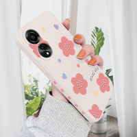 เคสสำหรับ OPPO A78 4G เคสโทรศัพท์ดีไซน์การ์ตูนลายดอกไม้เรียบง่ายเคสใส่กล้องคลุมทั้งหมดปลอกซิลิโคนของเหลวแบบขอบสี่เหลี่ยม