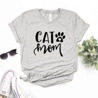 Cat Mom Paw Print Women Tshirts No Fade Premium Casual Funny T Shirt For Lady Girl Woman T-Shirts Graphic Top Tee Customize