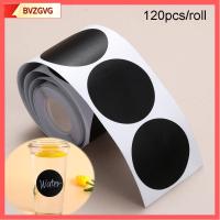 BVZGVG 120pcs/roll ครัว ขวดแยม กระดานดำ ปากกามาร์กเกอร์ ป้ายกระดานดำ สติ๊กเกอร์ฉลากกลม แท็กขวด