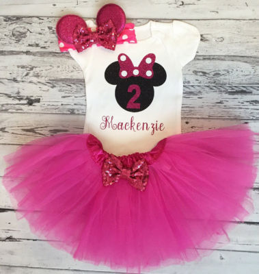 personalized name mini mouse bow first birthday bodysuit onepiece cake mesh Tutu toodles Outfit Set baby shower party favors