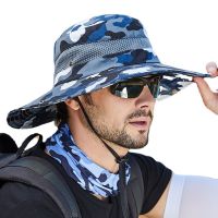 【CC】 2022 New Wide Brim Men UPF 50  Camo Hat Boonie Hiking Fishing