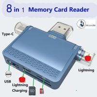 4 In 1 TF การ์ดรีดเดอร์ SD OTG พร้อมพอร์ต Lightning/ไมโคร Usb/Type-C/usb พร้อมพอร์ตชาร์จ Lightning สำหรับ Ipad แม็คพีซี