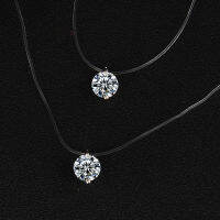 1ct Moissanite เพชร S925เงินสเตอร์ลิงที่มองไม่เห็นใสสายการประมงกระดูกไหปลาร้าสร้อยคอโซ่เครื่องประดับสตรี